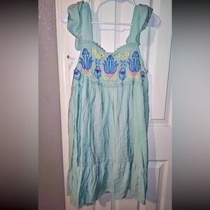 Blu Pepper Aqua Embroidered Dress